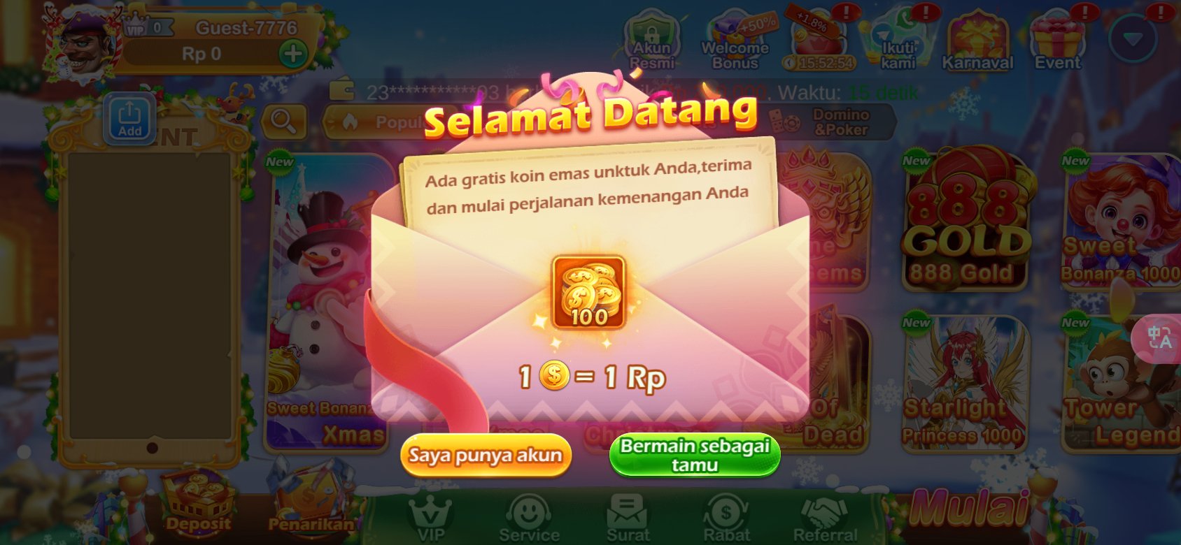 Dapatkan koin emas gratis di Dot K3K3 untuk pengguna baru.