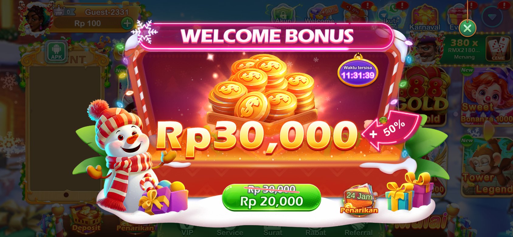 Bonus selamat datang Dot K3K3 dengan diskon spesial untuk pengguna baru.